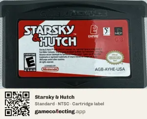 Starsky & Hutch Game Boy Advance, NTSC cartridge label