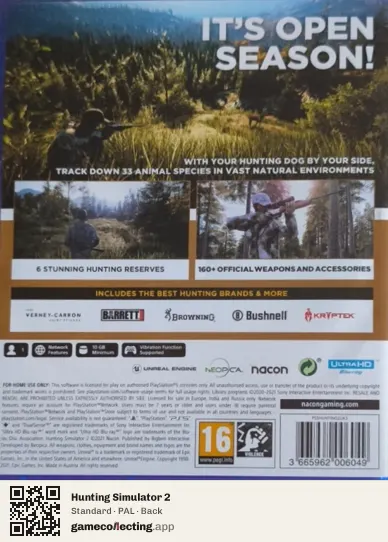 Hunting Simulator 2 PlayStation 5, PAL box back
