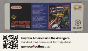 Captain America and the Avengers Super Nintendo Entertainment System, PAL cartridge label