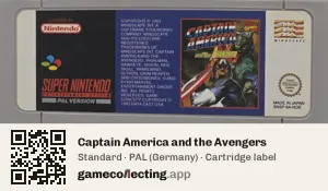 Captain America and the Avengers Super Nintendo Entertainment System, PAL cartridge label