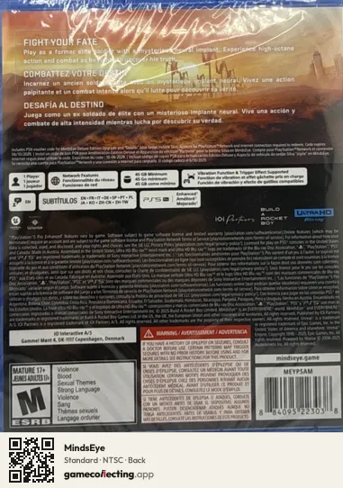 MindsEye PlayStation 5, NTSC box back