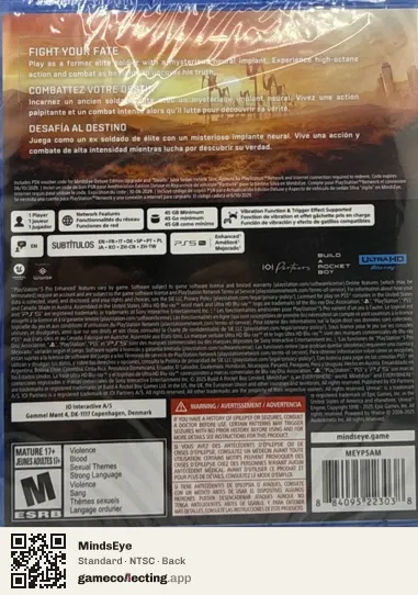 MindsEye PlayStation 5, NTSC box back