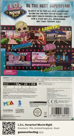 L.O.L. Surprise! Movie Night Nintendo Switch, United Kingdom box back