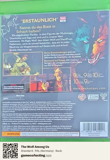 The Wolf Among Us Xbox One, Germany box back