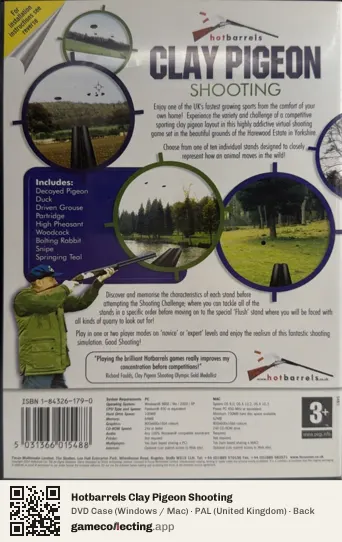 Hotbarrels Clay Pigeon Shooting Computer, United Kingdom box back
