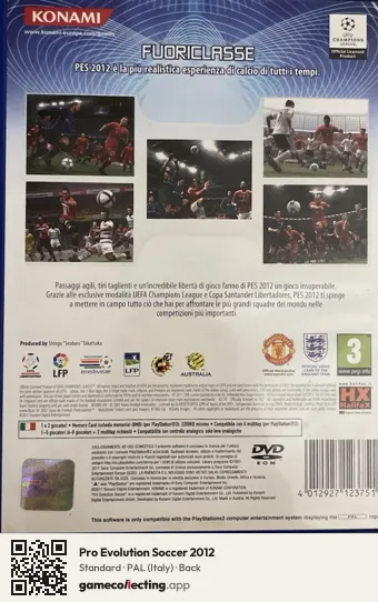 Pro Evolution Soccer 2012 PlayStation 2, Italy box back
