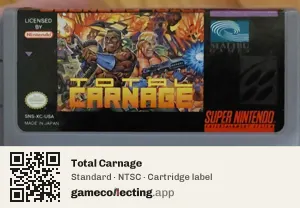 Total Carnage Super Nintendo Entertainment System, NTSC cartridge label