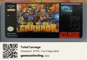 Total Carnage Super Nintendo Entertainment System, NTSC cartridge label