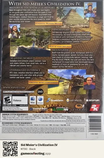 Sid Meier's Civilization IV Computer, NTSC box back