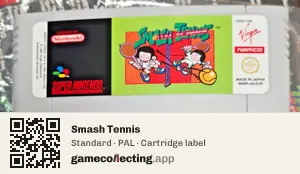 Smash Tennis Super Nintendo Entertainment System, PAL cartridge label