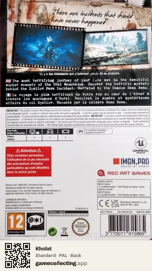 Kholat Nintendo Switch, PAL box back