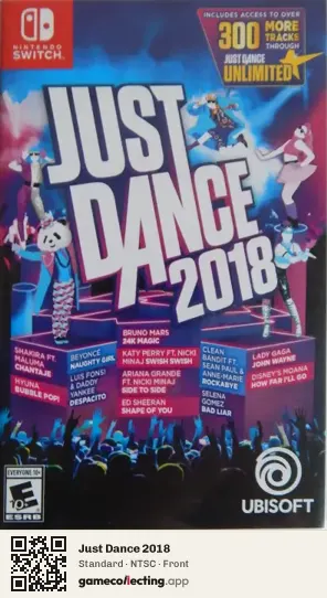 Just Dance 2018 Nintendo Switch, NTSC box front