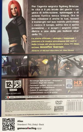 Alias PlayStation 2, Italy box back
