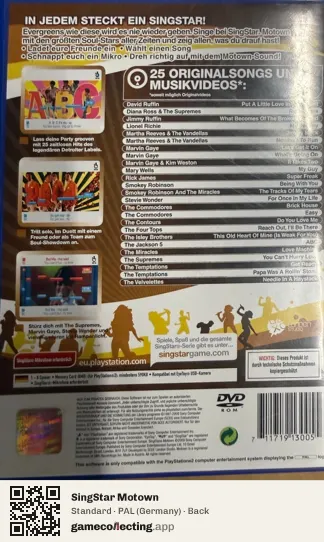 SingStar Motown PlayStation 2, Germany box back
