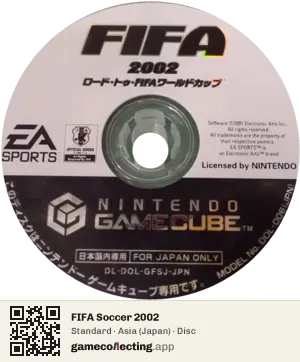 FIFA Soccer 2002 Nintendo GameCube, Asia disc