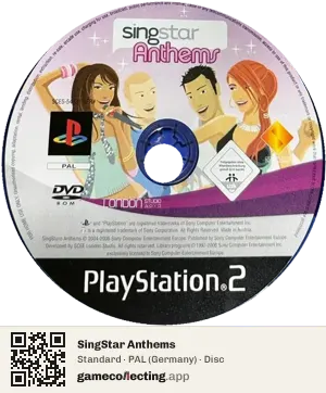 SingStar Anthems PlayStation 2, PAL disc