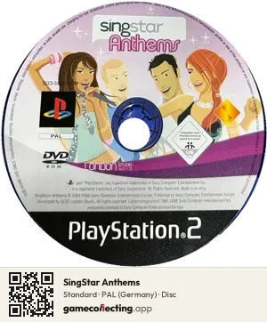 SingStar Anthems PlayStation 2, PAL disc