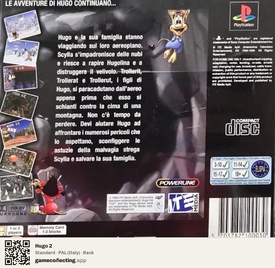 Hugo 2 PlayStation, Italy box back