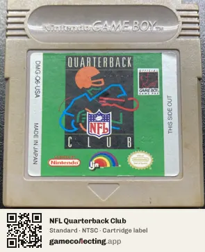 NFL Quarterback Club Game Boy, NTSC cartridge label