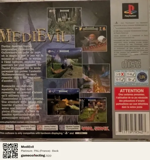 MediEvil PlayStation, France box back