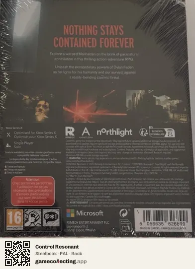 Control Resonant Xbox Series X, PAL box back