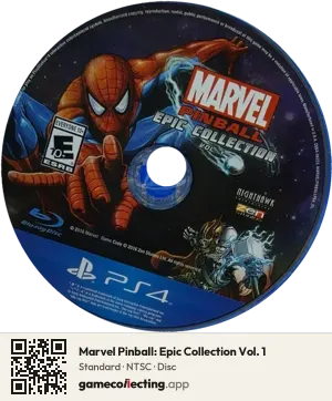 Marvel Pinball: Epic Collection Vol. 1 PlayStation 4, NTSC disc