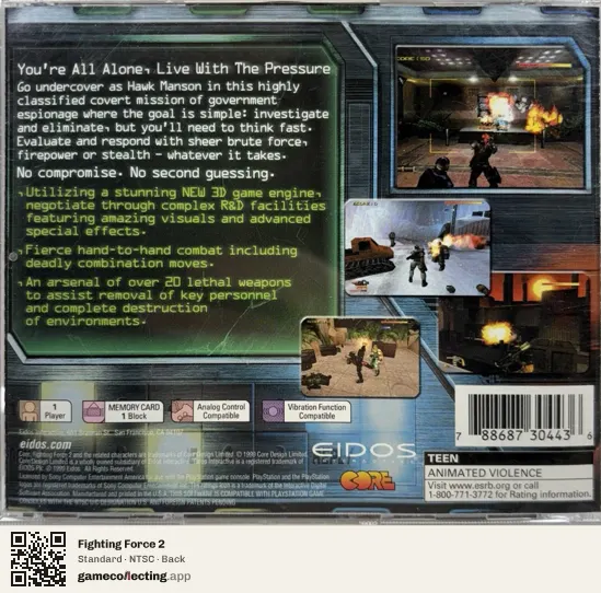 Fighting Force 2 PlayStation, NTSC box back