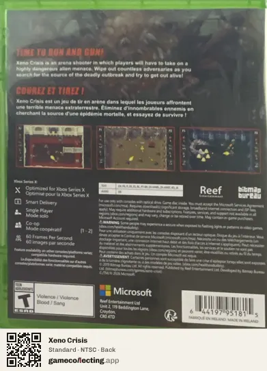 Xeno Crisis Xbox One, NTSC box back