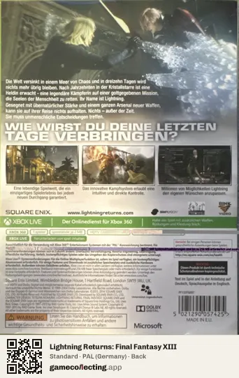 Lightning Returns: Final Fantasy XIII Xbox 360, Germany box back
