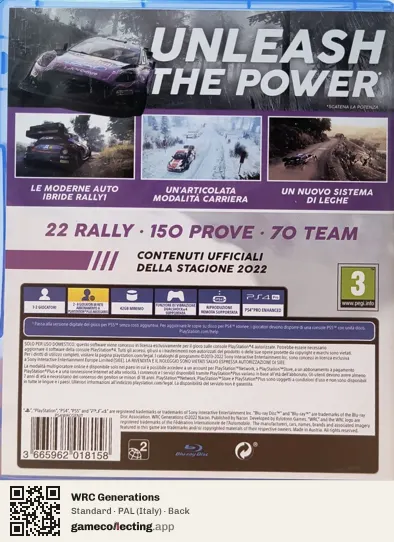 WRC Generations PlayStation 4, Italy box back