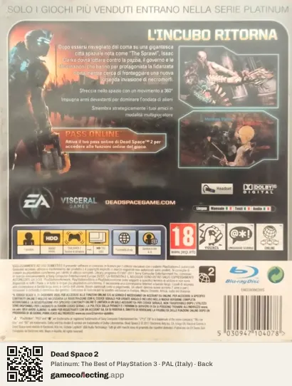 Dead Space 2 PlayStation 3, Italy box back