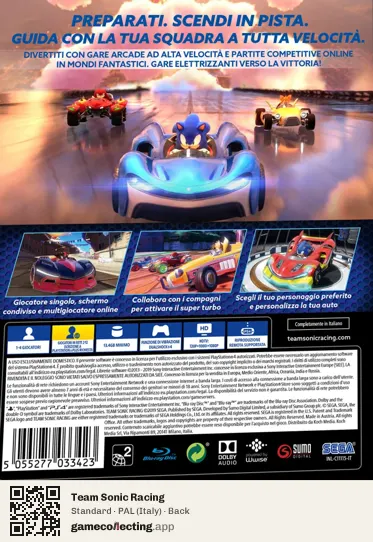 Team Sonic Racing PlayStation 4, Italy box back