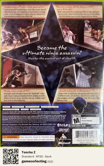 Tenchu Z Xbox 360, NTSC box back
