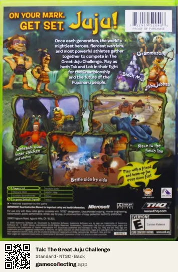 Tak: The Great Juju Challenge Xbox, NTSC box back