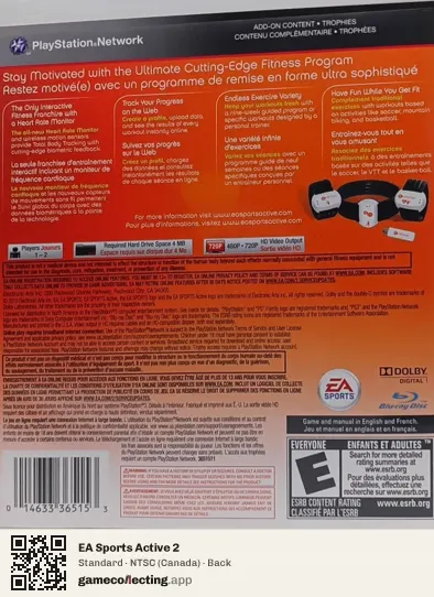 EA Sports Active 2 PlayStation 3, Canada box back