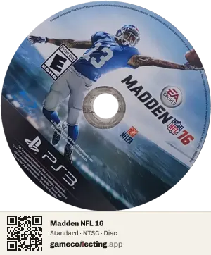 Madden NFL 16 PlayStation 3, NTSC disc