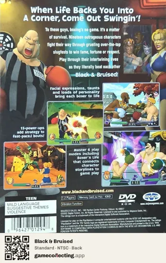 Black & Bruised PlayStation 2, NTSC box back