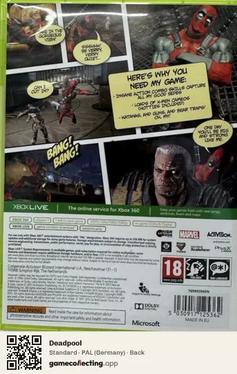 Deadpool Xbox 360, Germany box back