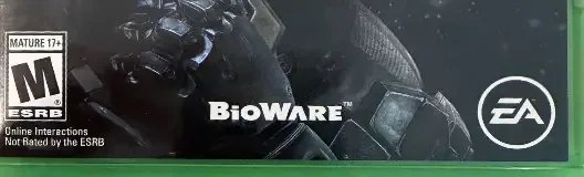 Mass Effect: Andromeda, the ESRB box on its front