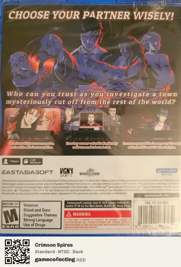 Crimson Spires PlayStation 5, NTSC box back