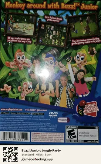 Buzz! Junior: Jungle Party PlayStation 2, NTSC box back