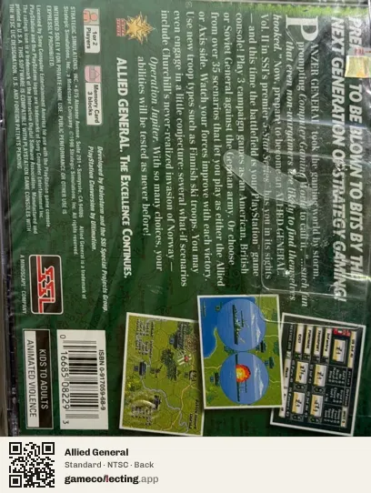 Allied General PlayStation, NTSC box back
