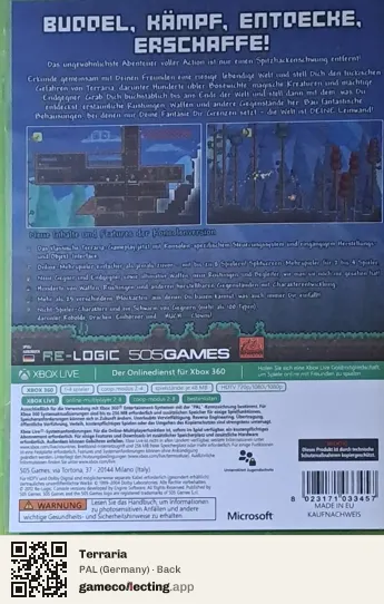 Terraria Xbox 360, Germany box back