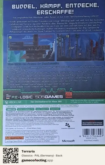 Terraria Xbox 360, Germany box back