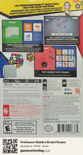 Professor Rubik's Brain Fitness Nintendo Switch, NTSC box back