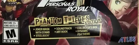Persona 5 Royal, the ESRB box on its front