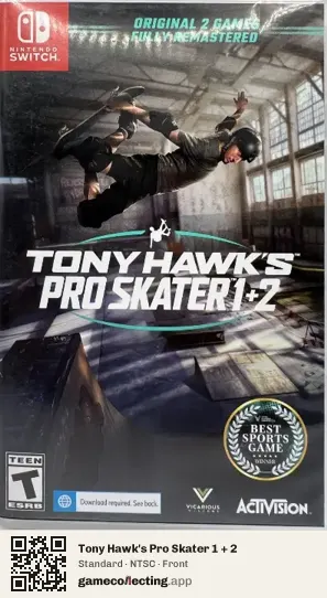 Tony Hawk's Pro Skater 1 + 2 Nintendo Switch, NTSC box front