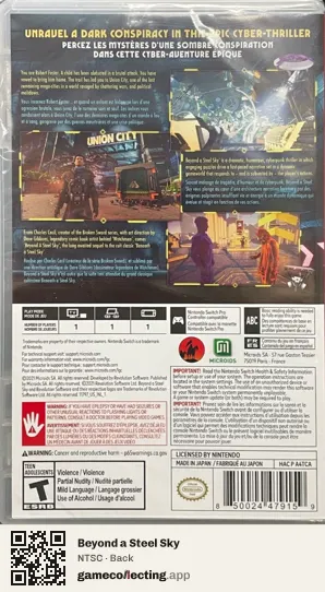 Beyond a Steel Sky Nintendo Switch, NTSC box back