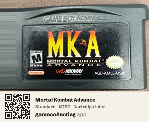 Mortal Kombat Advance Game Boy Advance, NTSC cartridge label