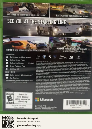 Forza Motorsport Xbox Series X, NTSC box back